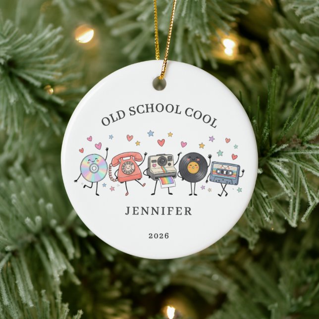 Old School Cool Retro  Keramik Ornament (Baum)