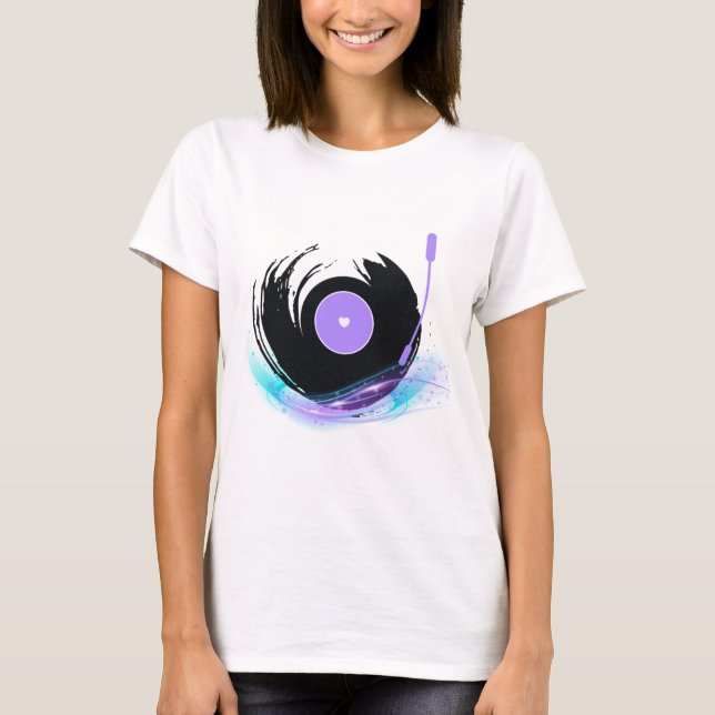 Old School DJ - Retro Turntable Spinning Vinyl T- T-Shirt (Vorderseite)