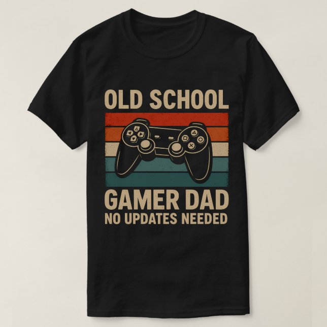 Old School Gamer Vater Retro Controller T - Shirt (Design vorne)