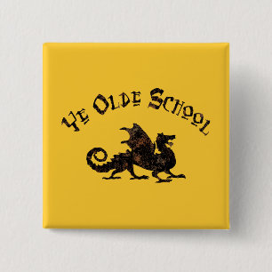 Old School - Mittelalterlicher Drache König Artus  Button