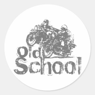 Old School Motorradrennen Runder Aufkleber