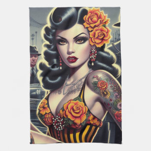 Old School Niedlich Goth Girl Geschirrtuch