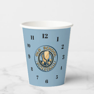 Old School Pickleball clock paper caps Pappbecher