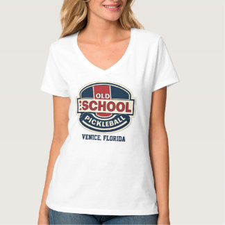 Old School Pickleball Damen V-Ausschnitt T-Shirt