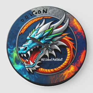 Old School Pickleball Drachen blau Uhr