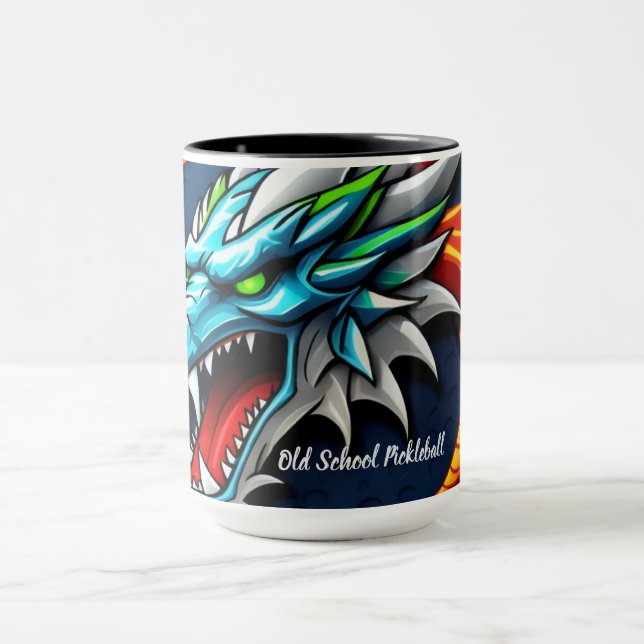 Old School Pickleball Dragon blue mug Tasse (Zentrum)