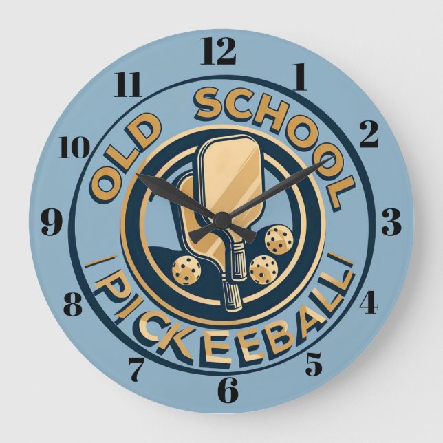 Old School Pickleball Wall clock Große Wanduhr (Vorderseite)