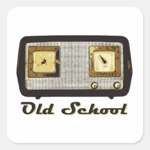 Old School Radio Retro Vintage Quadratischer Aufkleber