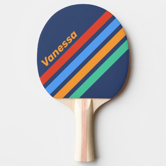 Old School Retro Rainbow Angled Striping with Name Tischtennis Schläger (Vorderseite)