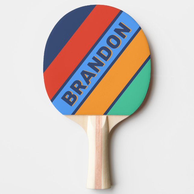 Old School Retro Rainbow Bold mit Namen Tischtennis Schläger (Vorderseite)
