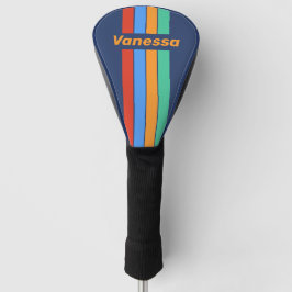Old School Retro Rainbow Pin Striping with Name Golf Headcover