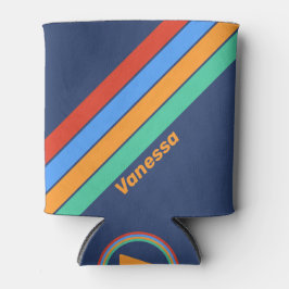Old School Retro Rainbow Stripes with Name Dosenkühler
