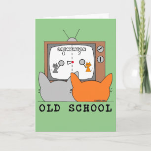 OLD SCHOOL Retro-Video-Katzen-Gamer-Geburtstagskar Karte
