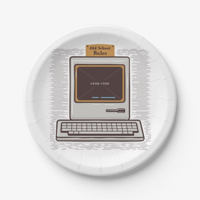 Old School Rules Retro-Computerspiel vorbei Pappteller (Vorderseite)