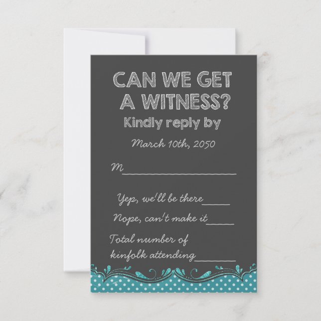 Old School Rustic Chalkboard Country Wedding UAWG RSVP Karte (Vorderseite)