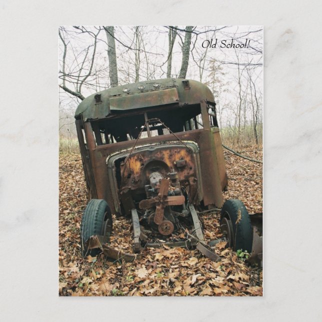 Old School!-School Bus Postcard Postkarte (Vorderseite)