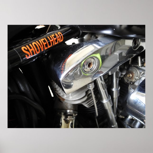 Old School Shovelhead Motorrad Art Poster (Vorne)