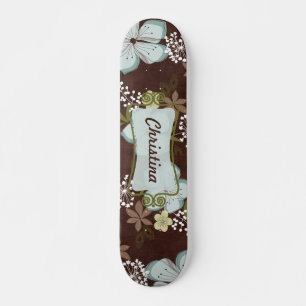 Old School Skateboard Hawaiian Blue Blumen