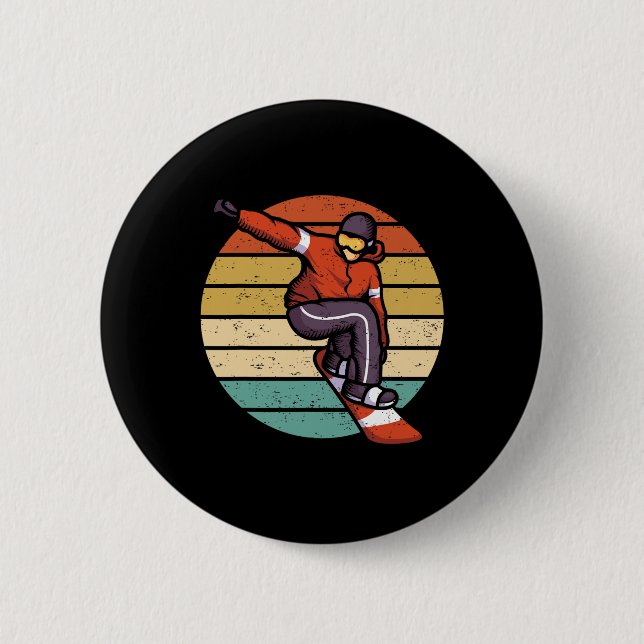 Old School Snowboarden - Snowboard Button (Vorderseite)