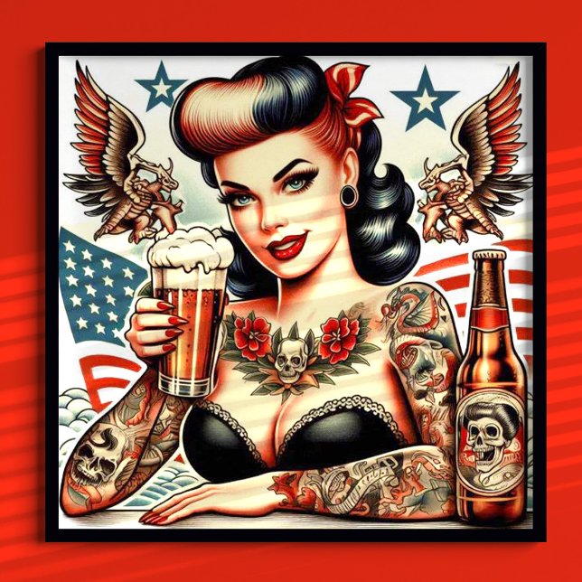 Old School Tattoo Girl Poster (Von Creator hochgeladen)