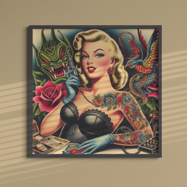 Old School Tattoo Girl Poster (Von Creator hochgeladen)