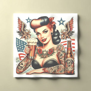 Old School Tattoo Girl Serviette