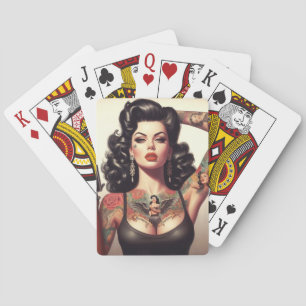 Old School Tattoo Girl Spielkarten