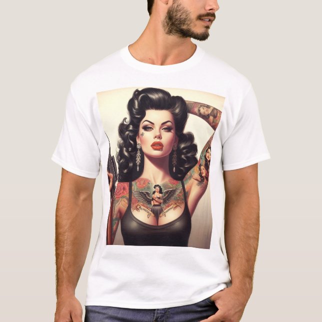 Old School Tattoo Girl T-Shirt (Vorderseite)