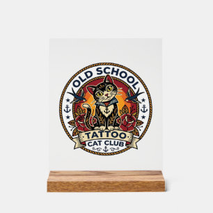 Old School Tattoo Katze Süße Kitty Design - Old Sc Acrylschild