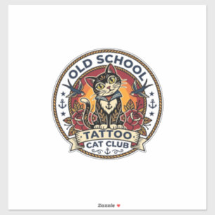 Old School Tattoo Katze Süße Kitty Design - Old Sc Aufkleber