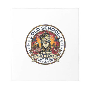 Old School Tattoo Katze Süße Kitty Design - Old Sc Notizblock