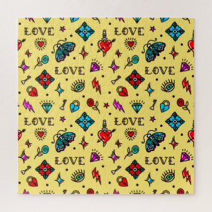 Old School Tattoo Liebe Muster Puzzle