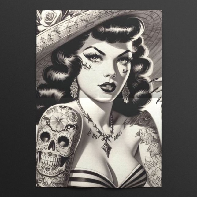 Old School Tattoo Pinup Seidenpapier (Von Creator hochgeladen)