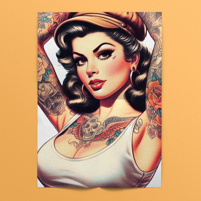 Old School Tattoo Pinup Seidenpapier (Von Creator hochgeladen)