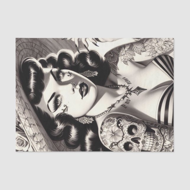 Old School Tattoo Pinup Seidenpapier (Vorderseite)