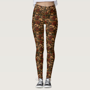 Old School Tattoo Rosen Waffen Schädel Leggings