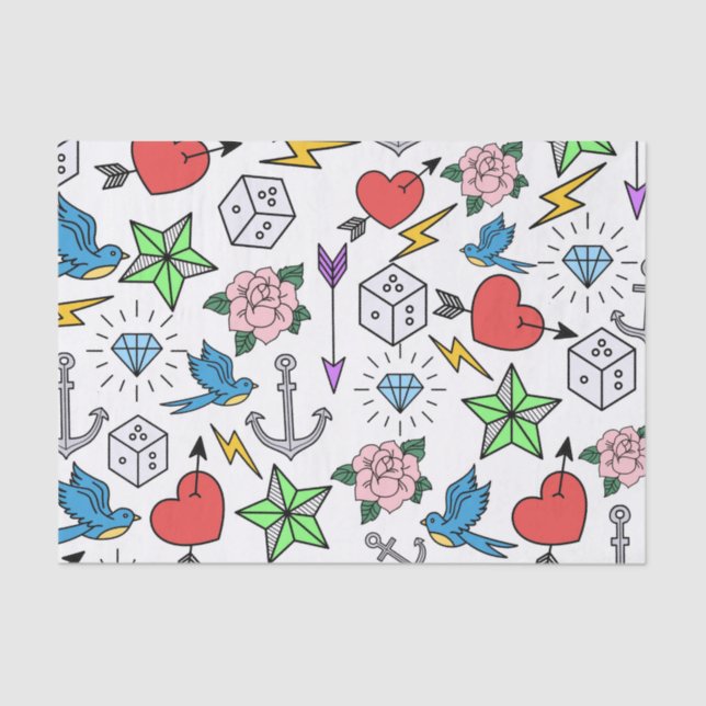 Old School Tattoo Seidenpapier (Vorderseite)