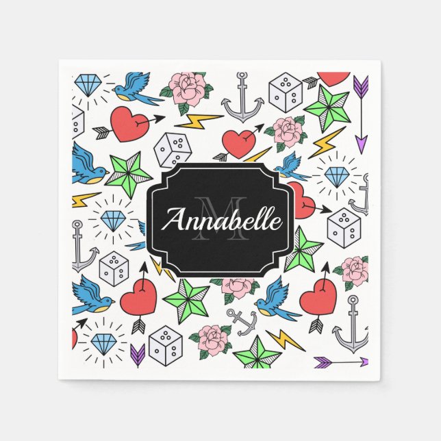 Old School Tattoo Serviette (Vorderseite)