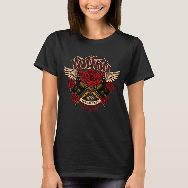 Old School Tattoo Sub Culture Rose Knuckles T-Shirt (Vorderseite)