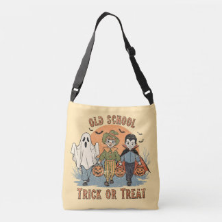 Old School Trick or Treat – Vintage Halloween Kind Tragetaschen Mit Langen Trägern