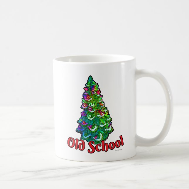 Old School Weihnachten Keramik Spaß Tree Sprichwor Kaffeetasse (Rechts)