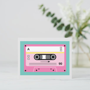 Old Skool Pink Kassetten-Mix-Tape-Wiedergabeliste Postkarte