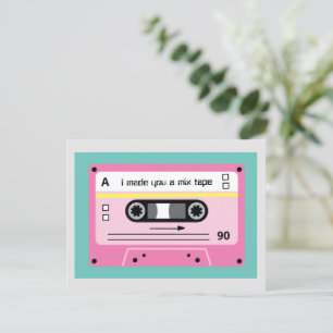 Old Skool Pink Kassetten-Mix-Tape-Wiedergabeliste Postkarte
