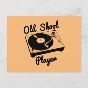Old Skool Player Vinyl-Schallplattenspieler DJ Postkarte
