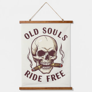 "Old Souls Ride Free" Vintage Skull Cigar Wall Art Wandteppich Mit Holzrahmen