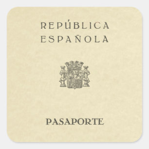 Old Spanish Republic passport ,(Tintenfisch paper) Quadratischer Aufkleber