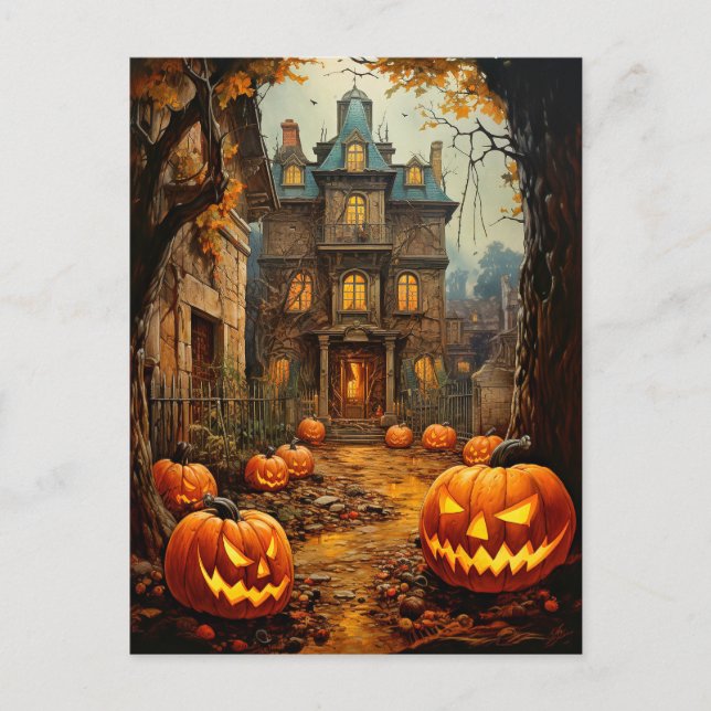 Old Spookoky Spuk House Halloween Postkarte (Vorderseite)