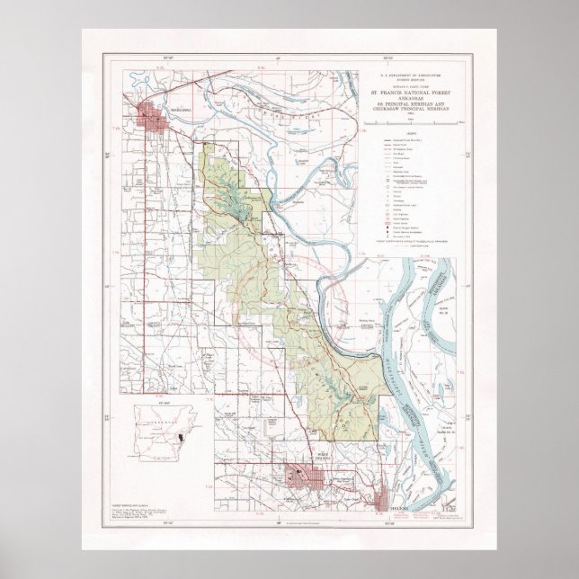 Old St Francis National Forest Map (1970) Poster (Vorne)