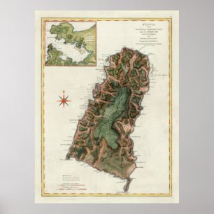 Old St Lucia Island Map (1794) Poster
