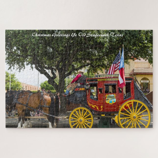Old Stagecoach Texas.Christmas Grüße Puzzle (Horizontal)